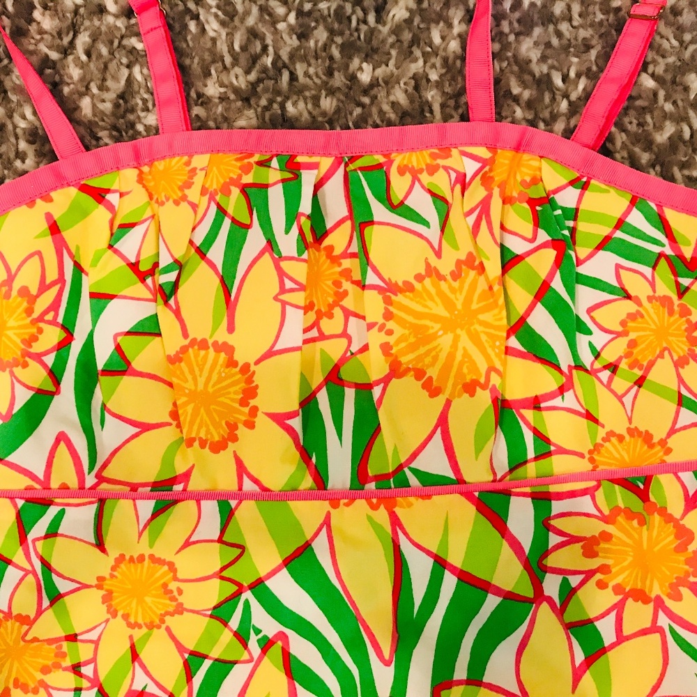 Lilly Pulitzer Pink Yellow Green Floral Tank - Picture 2 of 4
